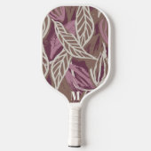 Monogram Watercolor Coffee Leaf Muster Pickleball Schläger (Rückseite)
