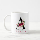 Monogram Watercolor Custom Single Letter Burgundy Kaffeetasse (Links)