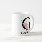 Monogram Watercolor Custom Single Letter Coffee G Kaffeetasse (VorderseiteRechts)