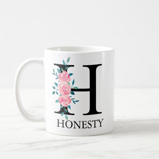 Monogram Watercolor Custom Single Letter Coffee H Kaffeetasse (Links)