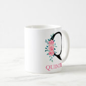 Monogram Watercolor Custom Single Letter Q Coffee Kaffeetasse (VorderseiteRechts)