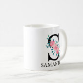Monogram Watercolor Custom Single Letter S-Kaffee Kaffeetasse (VorderseiteRechts)