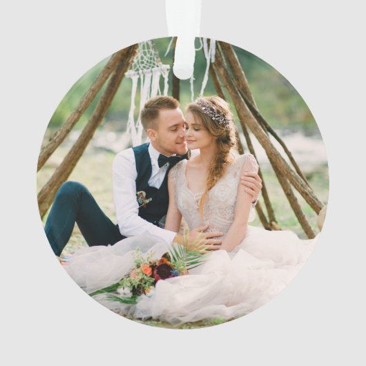 Monogram Watercolor Eucalyptus FOTO BACK Ornament (Rückseite)