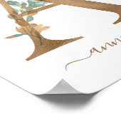 Monogram Watercolor Floral Gold Letter A Poster (Ecke)