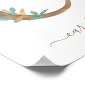 Monogram Watercolor Floral Gold Letter C Poster (Ecke)