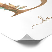 Monogram Watercolor Floral Gold Letter D Poster (Ecke)