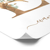 Monogram Watercolor Floral Gold Letter E Poster (Ecke)