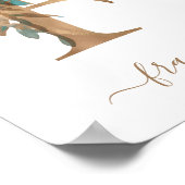 Monogram Watercolor Floral Gold Letter F Poster (Ecke)