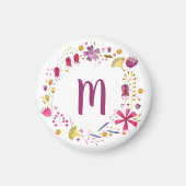 Monogram Watercolor Floral Magnet (Vorne)