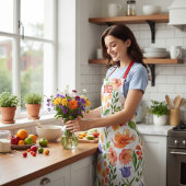 Monogram Watercolor Floral Modern Girl Schürze