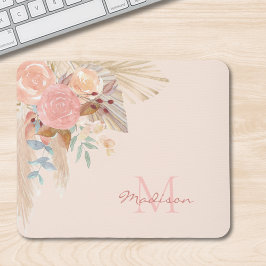 Monogram Watercolor Floral Mousepad