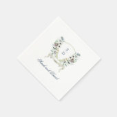 Monogram Watercolor Floral Wedding Cocktail Napkin Serviette (Ecke)