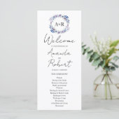 Monogram Watercolor Floral Wedding Program (Stehend Vorderseite)