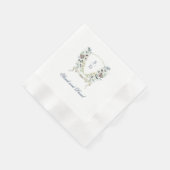 Monogram Watercolor Floral Wedding Wappen Napkin Serviette (Ecke)