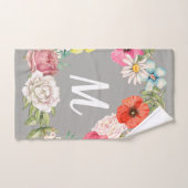 Monogram Watercolor Floral Wreath Badhandtuch Set (Handtuch)