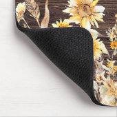 Monogram Watercolor Gelbe Sonnenblumenfelder Holz Mousepad (Ecke)