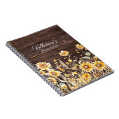 Monogram Watercolor Gelbe Sonnenblumenfelder Holz Notizblock (Rechte Seite)