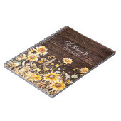 Monogram Watercolor Gelbe Sonnenblumenfelder Holz Notizblock (Linke Seite)