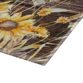 Monogram Watercolor Gelbe Sonnenblumenfelder Holz Schneidebrett (Ecke)