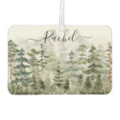 Monogram Watercolor Green Pine Forest on Mountain Autolufterfrischer (Rückseite)