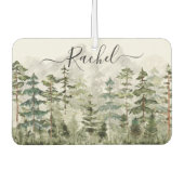 Monogram Watercolor Green Pine Forest on Mountain Autolufterfrischer (Vorderseite)