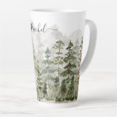 Monogram Watercolor Green Pine Forest on Mountain Milchtasse (Rechte Ecke)