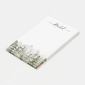 Monogram Watercolor Green Pine Forest on Mountain Post-it Klebezettel (angewinkelt)