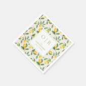 Monogram Watercolor Lemon Wedding Serviette (Ecke)