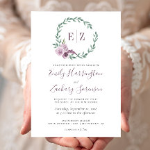 Monogram Watercolor Lila Blumenzeremonie