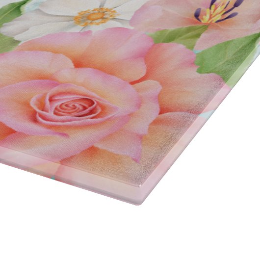 Monogram Watercolor Ombre Blumengrün Pink Schneidebrett (Ecke)