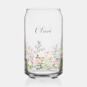 Monogram Watercolor Pink Blue Flowers Floral Dosenglas (Vorderseite)