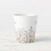 Monogram Watercolor Pink Blue Flowers Floral  Milchtasse (Vorderseite)
