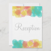 Monogram Watercolor Pink Yellow Blue Empfang Einladung (Vorderseite)