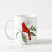 Monogram Watercolor Red Kardinal Bird Kaffeetasse (Links)