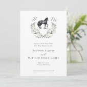 Monogram Watercolor Reitsport Elegant Wedding Save The Date (Stehend Vorderseite)