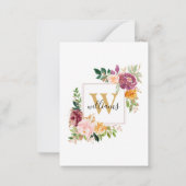 Monogram Watercolor Rose Gold Blume Floral Mitteilungskarte (Rückseite)