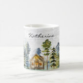 Monogram Watercolor Rustic Forest Mountain Cabin Kaffeetasse (Mittel)