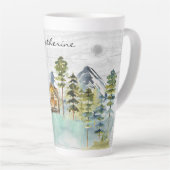 Monogram Watercolor Rustic Forest Mountain Cabin Milchtasse (Rechte Ecke)