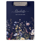 Monogram Watercolor Rustic Pretty Wildflower Field Klemmbrett (Vorderseite)
