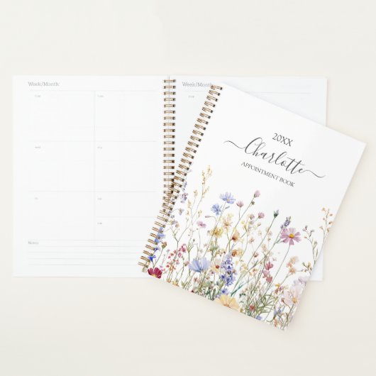 Monogram Watercolor Rustic Pretty Wildflower Field Planer (Anzeige)