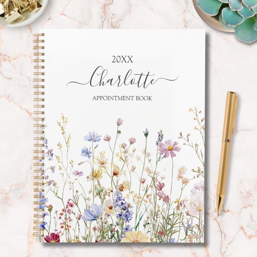 Monogram Watercolor Rustic Pretty Wildflower Field Planer