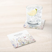 Monogram Watercolor Rustic Pretty Wildflower Field Rechteckiger Pappuntersetzer (Vor Ort)