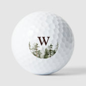 Monogram Watercolor Rustikaler Grünwald Golfball (Vorderseite)