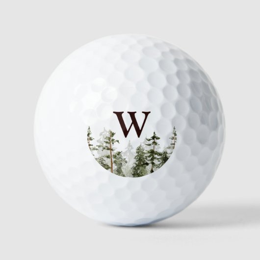 Monogram Watercolor Rustikaler Grünwald Golfball (Vorderseite)