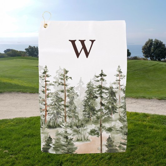 Monogram Watercolor Rustikaler Grünwald Golfhandtuch