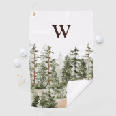 Monogram Watercolor Rustikaler Grünwald Golfhandtuch (Insitu)