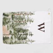 Monogram Watercolor Rustikaler Grünwald Golfhandtuch (Horizontal)