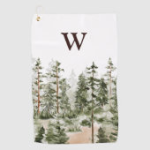 Monogram Watercolor Rustikaler Grünwald Golfhandtuch (Vorderseite)