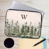 Monogram Watercolor Rustikaler Grünwald Laptopschutzhülle