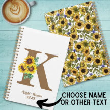 Monogram Watercolor Sonnenblume Individuell